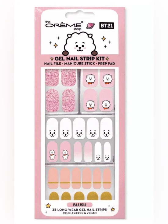 The Creme Shop Other - BT21 x The Crème Shop RJ Gel Nail Strip Kit - Pink White Gold